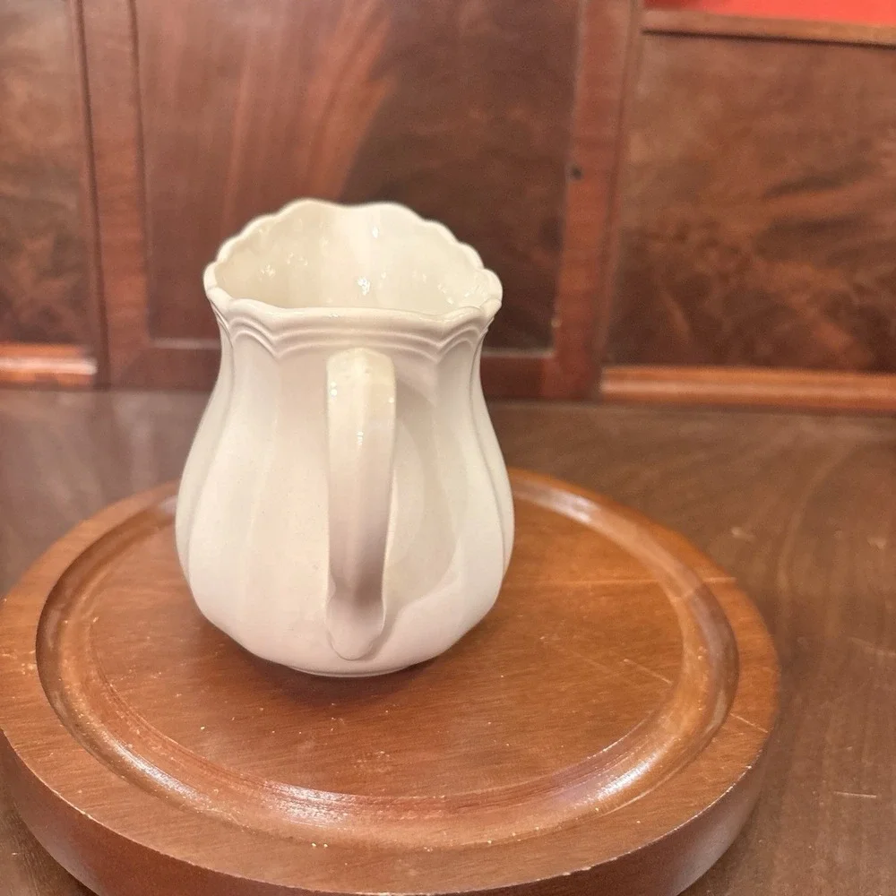 Vintage Lenox Casual Elegance Creamer Pitcher Ivory China Scalloped Rim USA